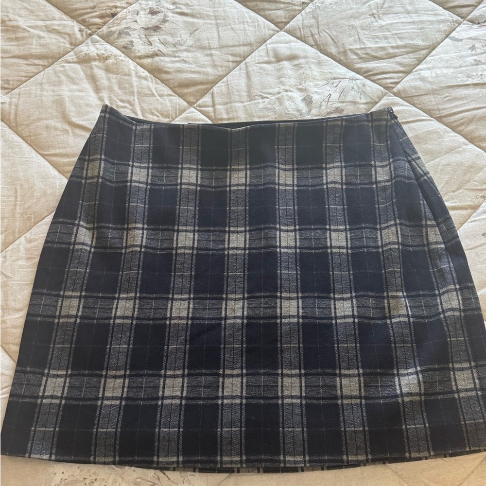 Calvin Klein Plaid Mini Skirt in Navy and Gray
